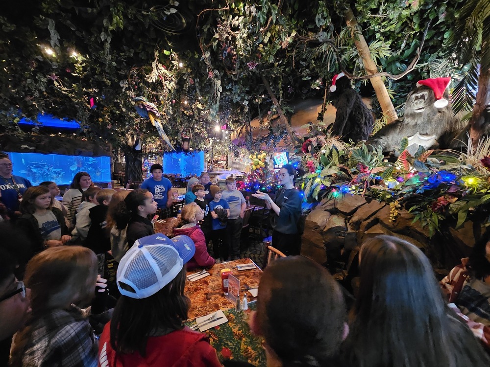5th grade students at Rainforest Cafe for a field trip