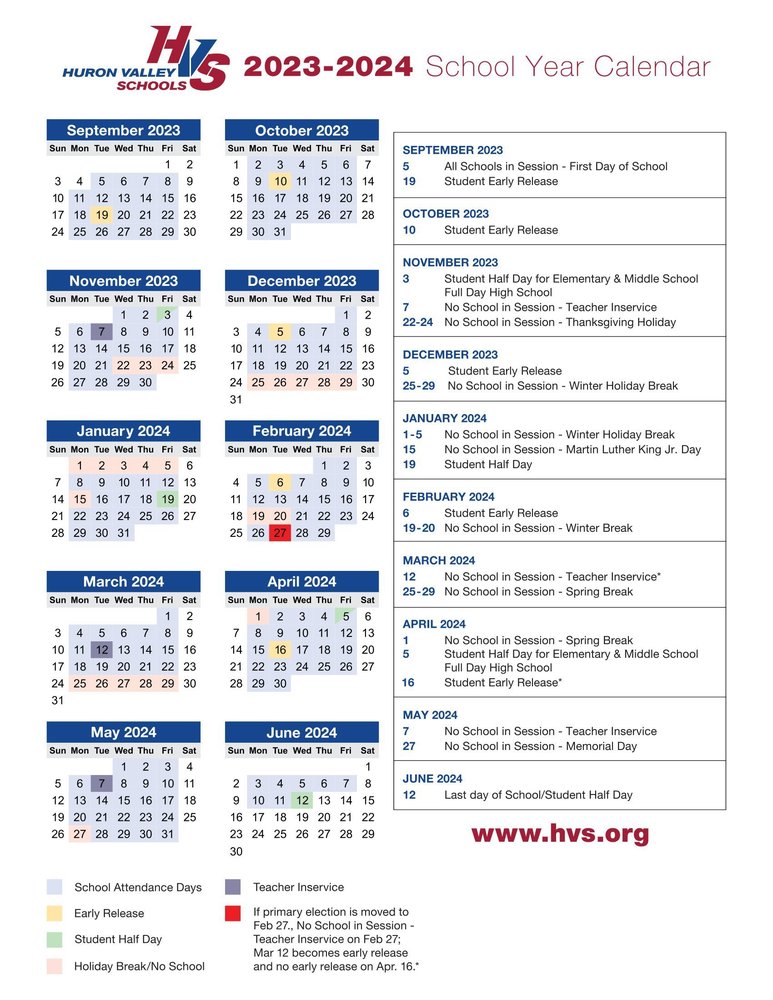 2023 / 2024 School Year Calendar | Highland Elementary 2023 / 2024 School Year Calendar | Highland Elementary