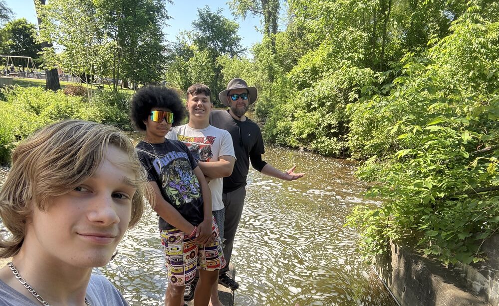 Students and teacher on canoe field trip