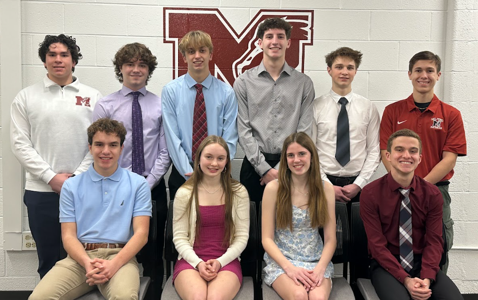 Front Row: Michael Hull, Lily Hardin-Valedictorian, Amelia Brennan, Kyle O’Rourke. Back Row: Ralph Walter, Jacob Schrader, Nolan Treder, Timothy Tiedje, Nicholas Dziedzic, & Gavin Hess-Salutatorian