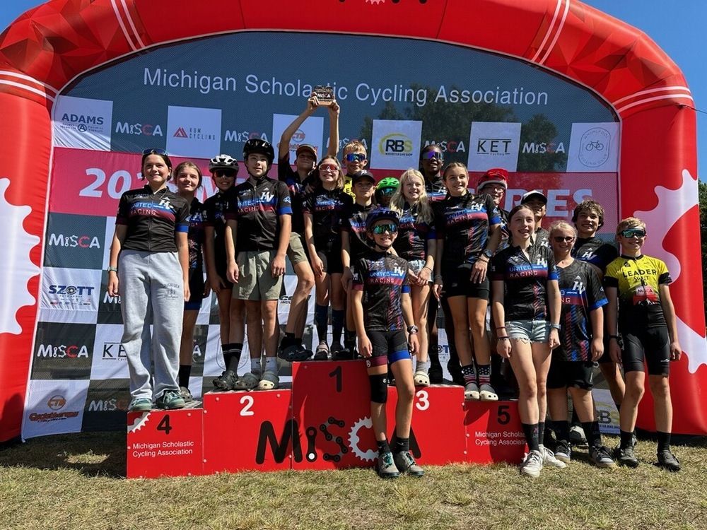 Huron Valley United Racing  in a photo celebrating their first place win