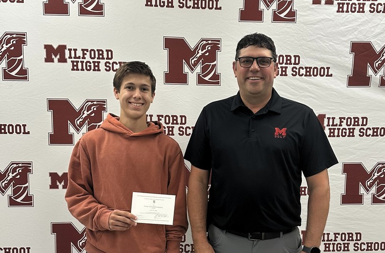 Special Congratulations to Gavin Hess!      The principal, Kevin McKenna, of Milford High School, announced today that Gavin Hess has been named a Commended Student in the 2026 National Merit Scholarship Program. The principal will present a Letter of Commendation from the school and the National Merit Scholarship Corporation (NMSC), which conducts the program, to these scholastically talented seniors.    About 34,000 Commended Students nationwide are being recognized for their exceptional academic promise.  Although they will not continue in the 2026 competition for National Merit Scholarship awards, Commended Students placed among the top 50,000 scorers of more than 1.6 million students who entered the 2026 competition by taking the 2024 Preliminary SAT/National Merit Scholarship Qualifying Test (PSAT/NMSQT®).    “This young man, being named a Commended Student, has demonstrated outstanding potential for academic success,” commented a spokesperson for NMSC.  “This student represents a valuable national resource; recognizing their accomplishments and the key role their schools play in their academic development is vital to advancing educational excellence in our nation.  We hope that this recognition will help broaden their educational opportunities and encourage them as they continue their pursuit of academic success.”