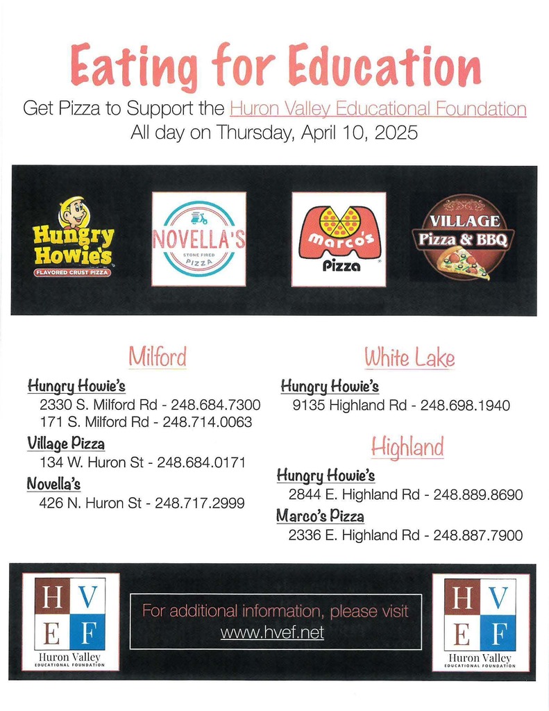 Dining for dollars flyer for HVEF with information