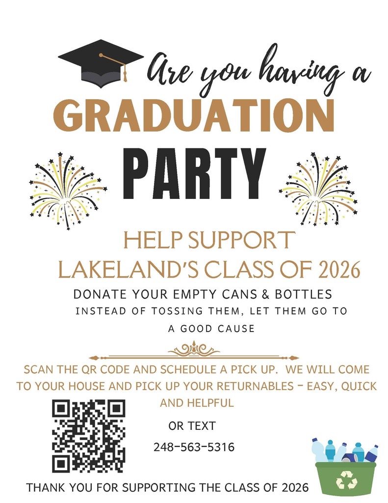 a flyer for graduation party bottle returns. 