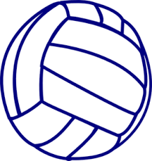 clipart of a  volleyball with blue outlines
