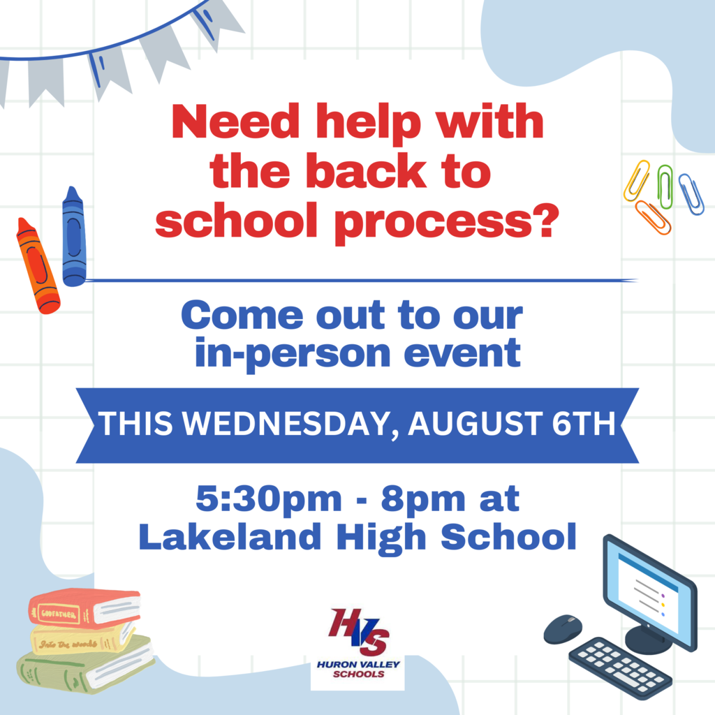 Graphic to promote the in-person event for the back to school process 