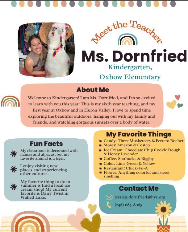 Ms. Dornfried information flyer