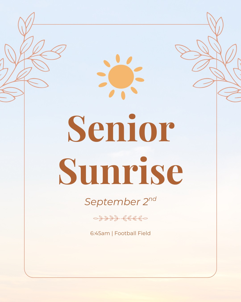 Senior Sunrise flyer with a sun on it.