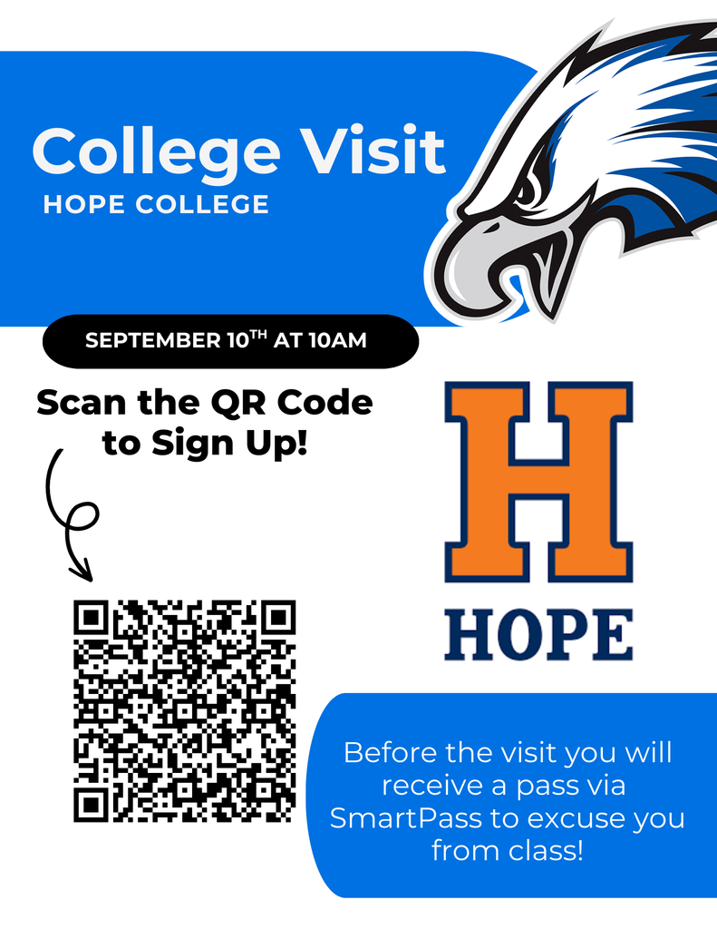 College Visit flyer for Hope College
