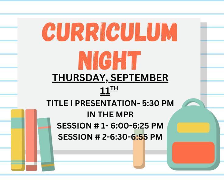 Flyer with information on Curriculum Night