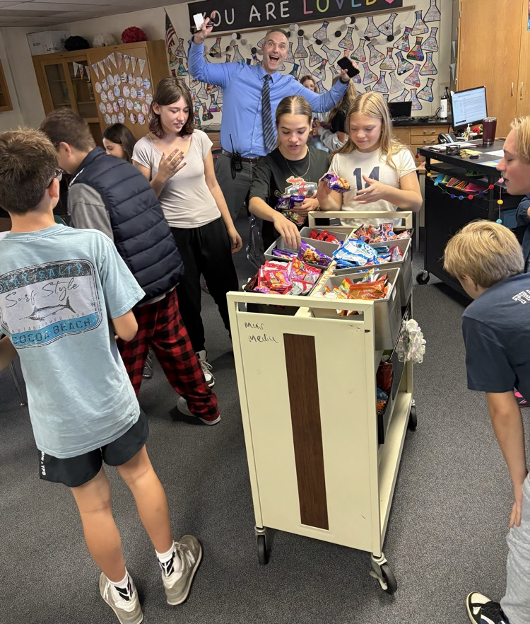 The Celebration Cart visited Ms. Smith's 1st hour and handed out prizes today. They have been motivated and engaged. Keep doing the right things and the Celebration Cart will find you! #wearemuir