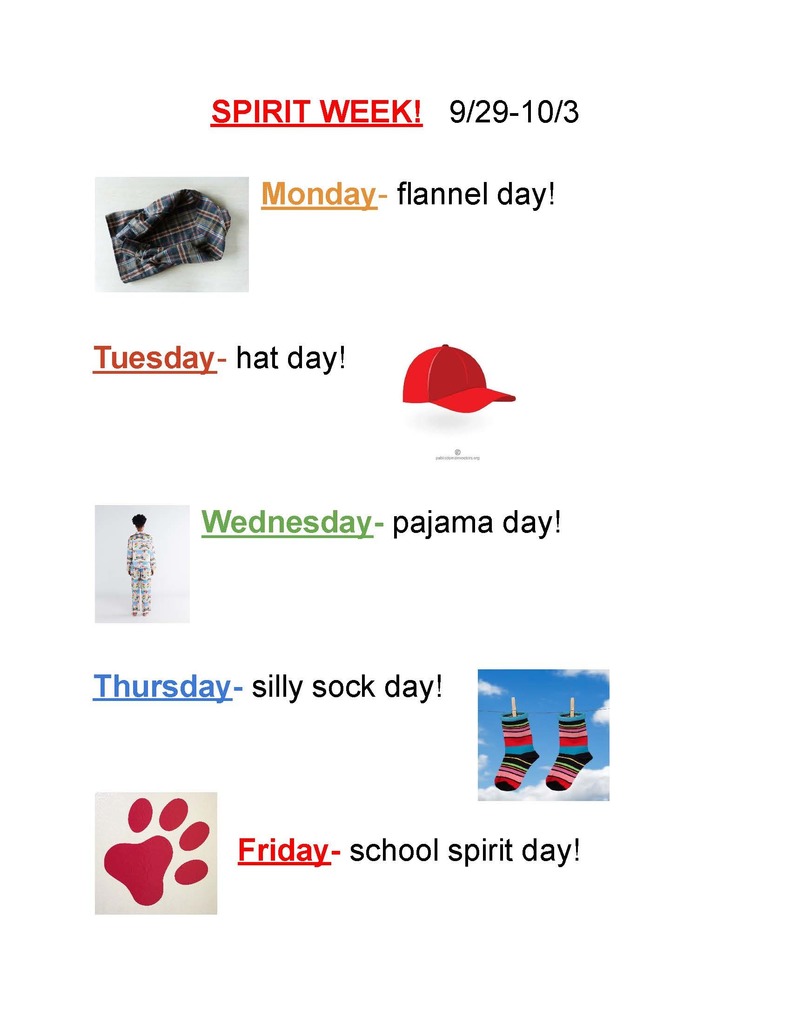 Spirit Week 9/29 - 10/3