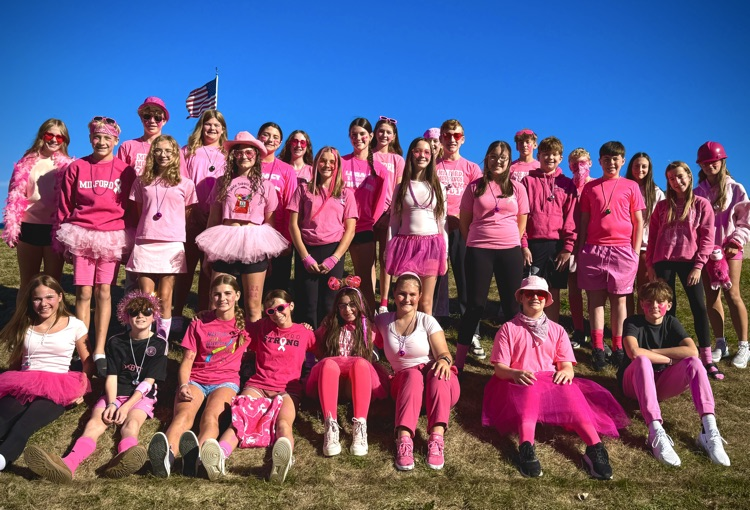 Spirit Week day 3...Pink Out! Tomorrow is Class Color Day. 6th wear white, 7th wear red, 8th wear black. #wearemuir