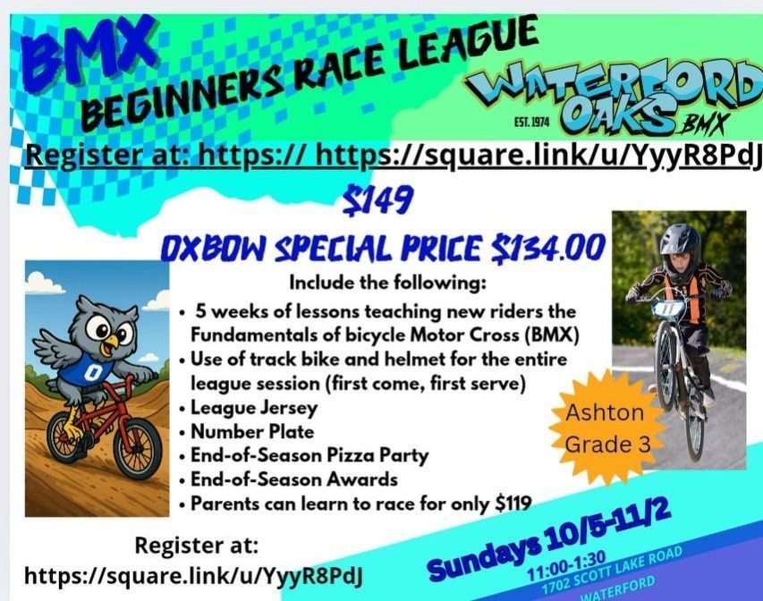 Flyer with information on BMX Beginners Race League