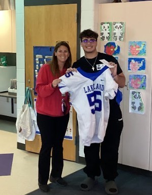 Congratulations to Mrs. Pierce for being chosen to wear a senior jersey.