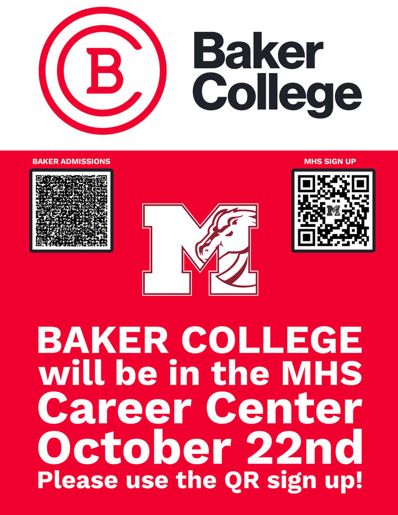Baker College will be in the library during seminar tomorrow.