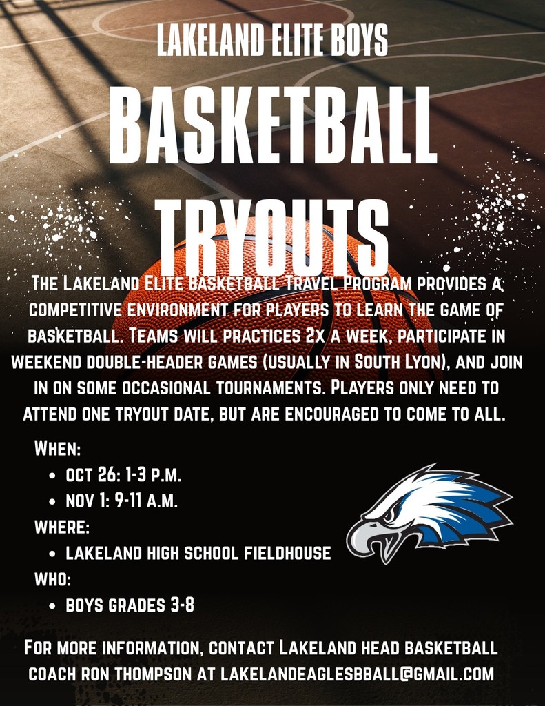 Flyer with information on Lakeland Elite Boys Tryouts