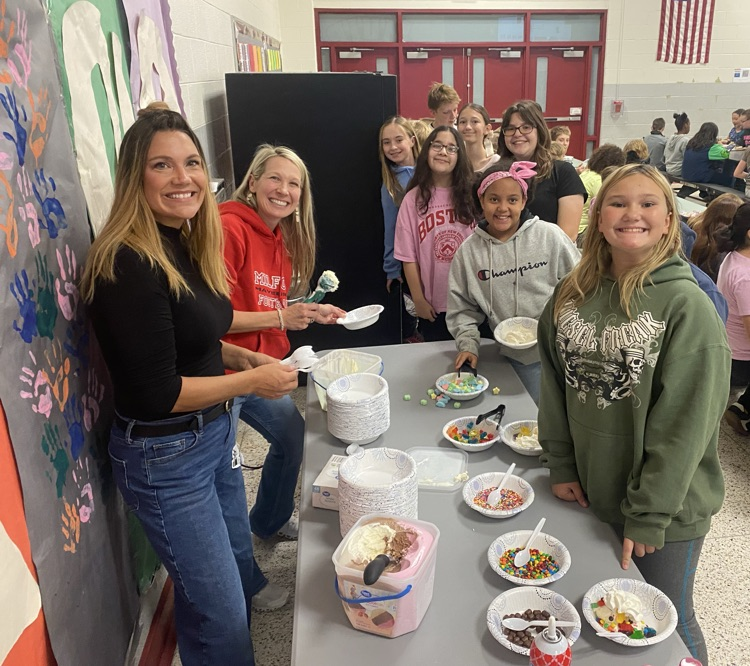 Thank you to our PTO for dishing up ice cream to are winning WIN classes from the Colt Classic at lunch today! #wearemuir