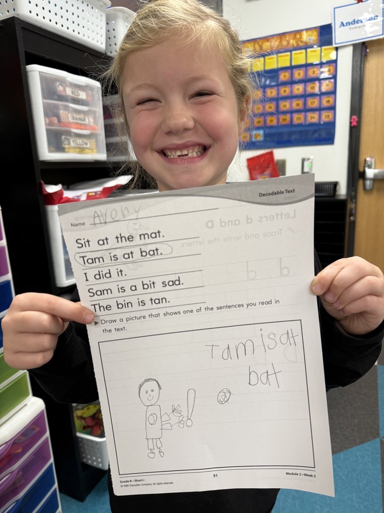 Mrs. Anderson’s kindergarten class has been working hard learning about letters, sounds, words, and sentences!