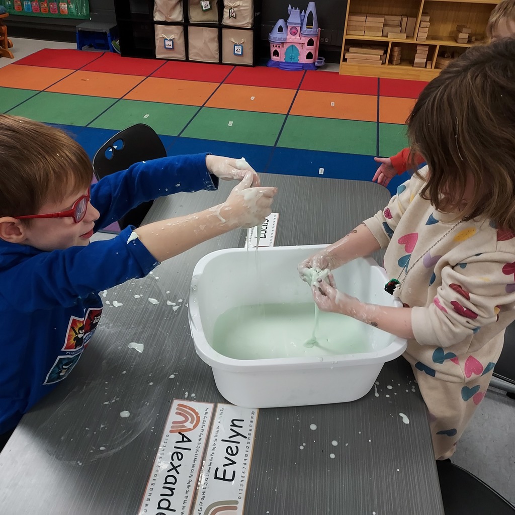 junior kindys playing with slime