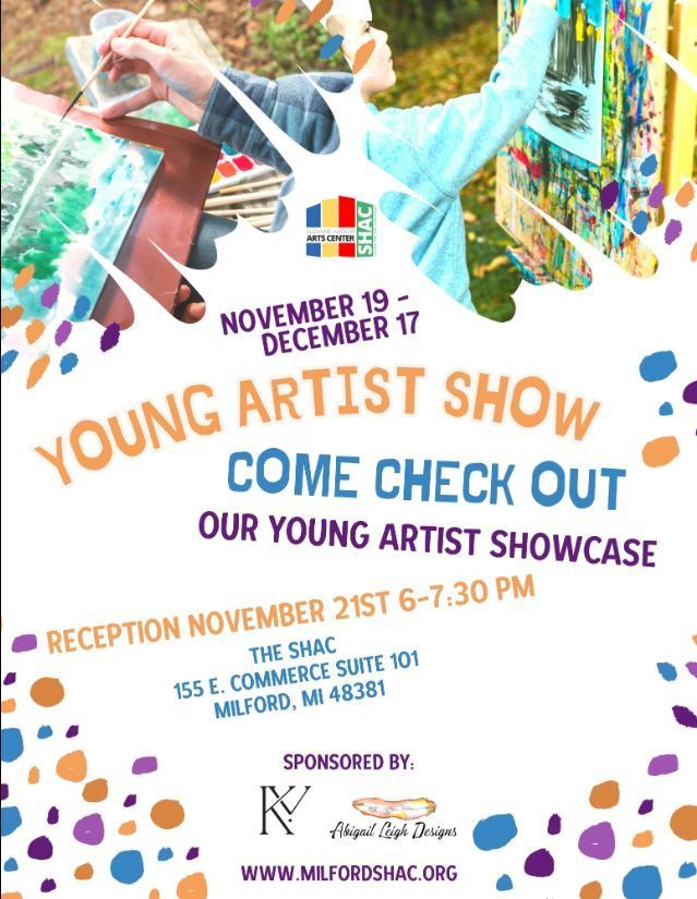 Young Artist Show flyer at the SHAC in Milford with information on the show