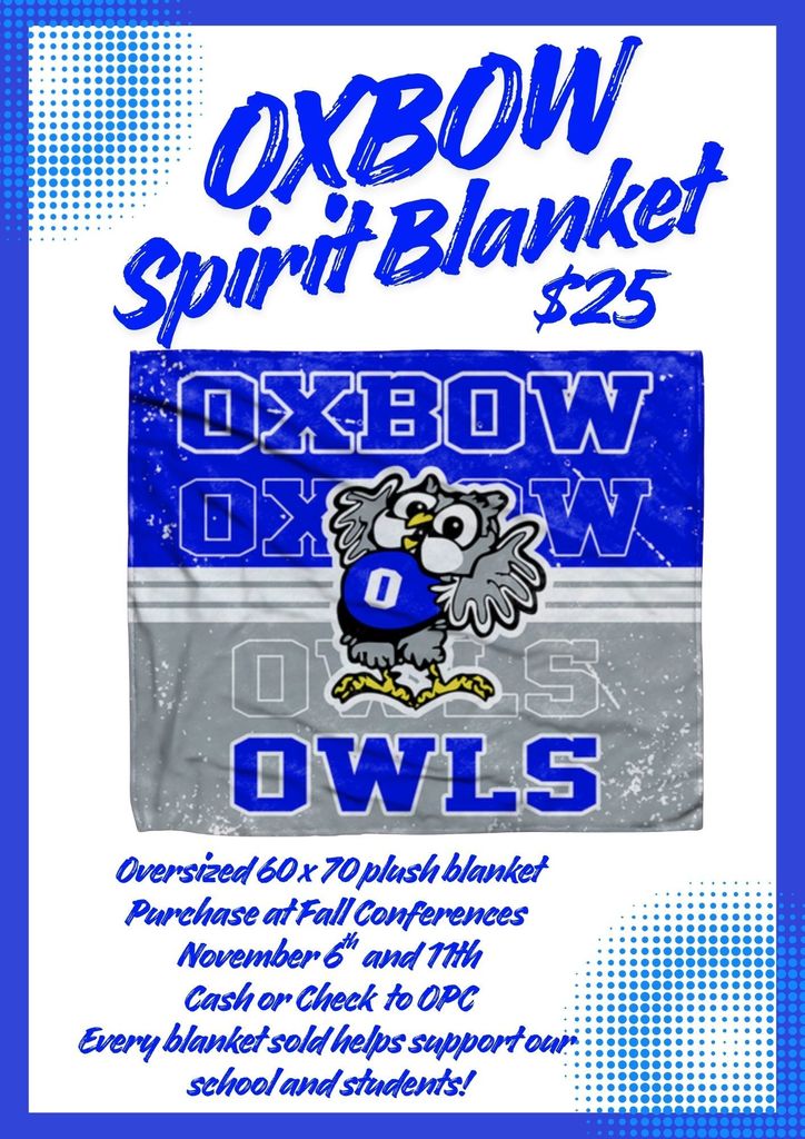 Oxbow spirit blankets being sold at conferences, flyer with info