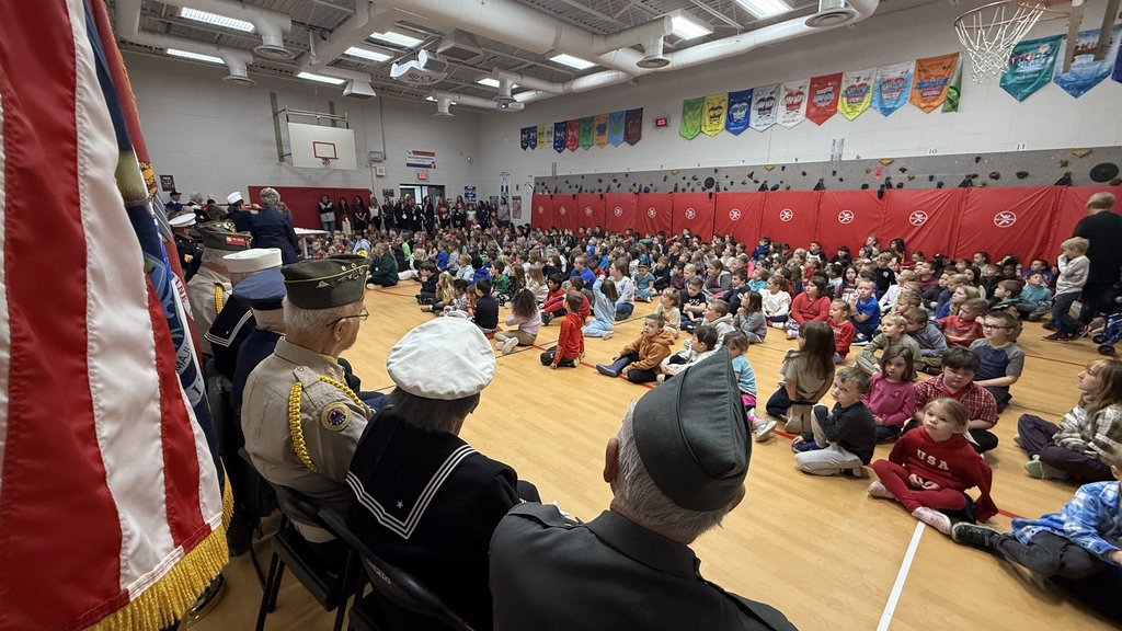 Veterans & students at veterans day assembly