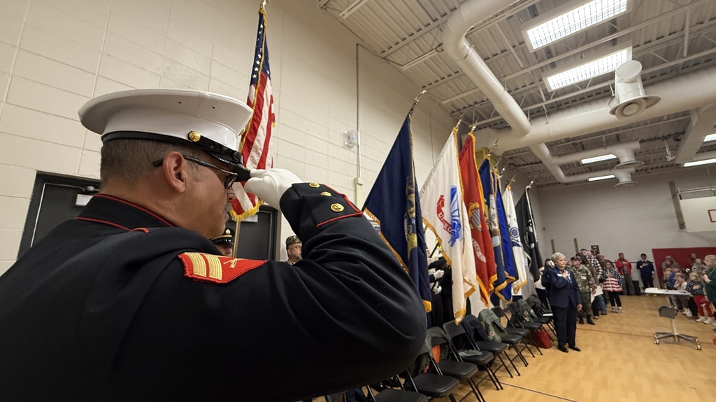 Veterans & students at veterans day assembly