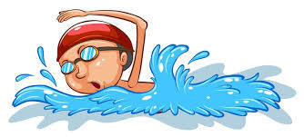 clipart of student swimming with cap and goggles