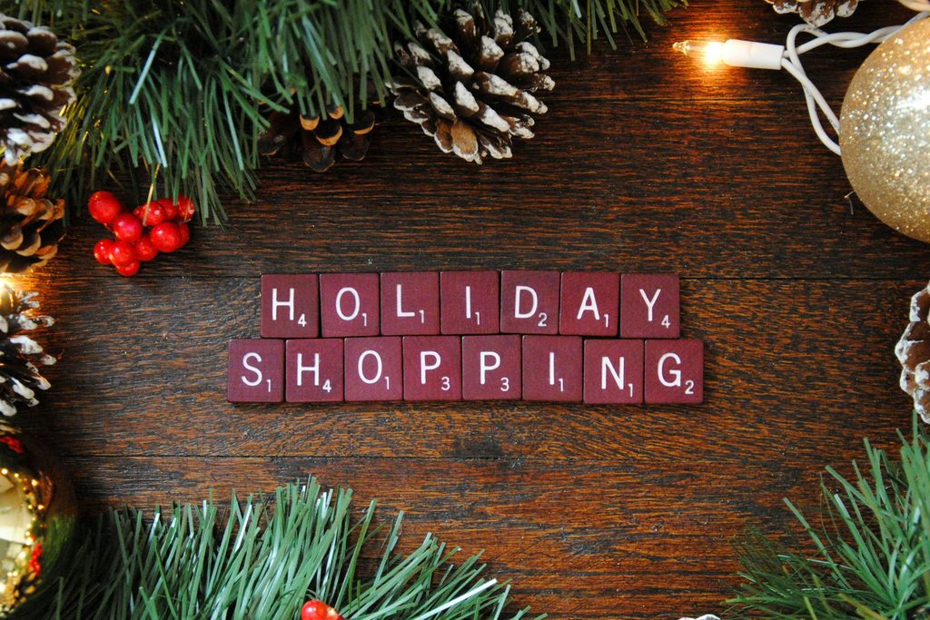 Holiday Shopping Scrabble letters