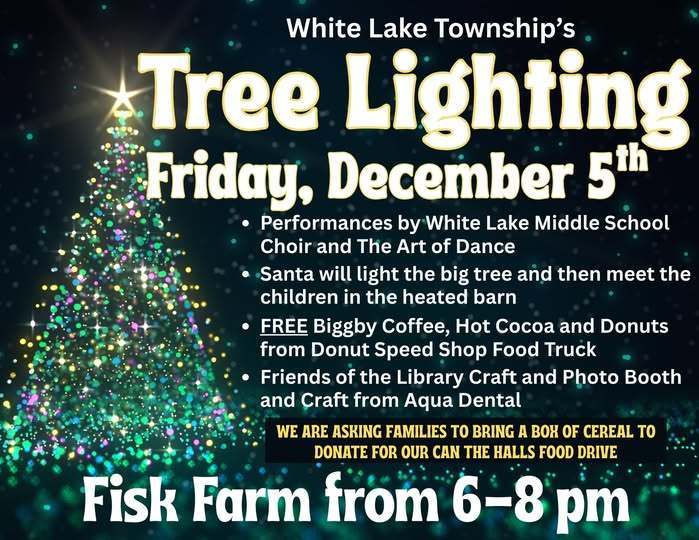 Flyer with information on White Lake Township's Tree Lighting ceremony
