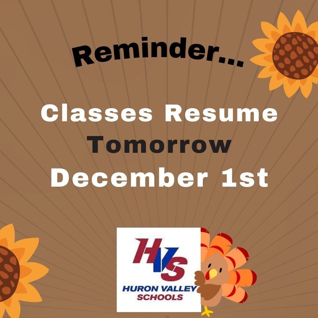 reminder classes resume dec. 1
