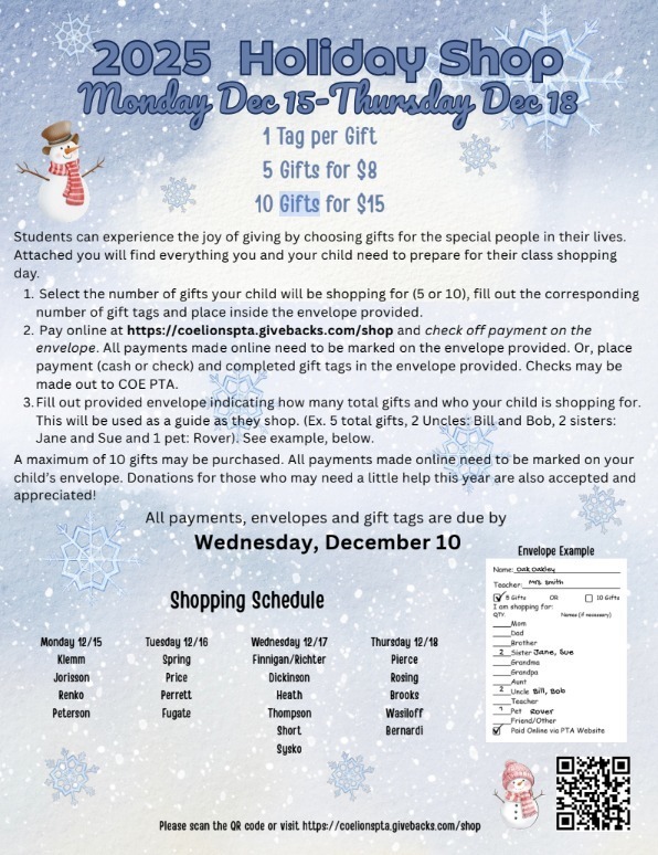 Our holiday shop is coming up!