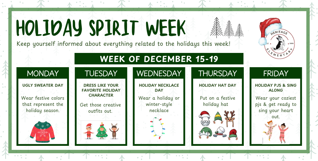 Holiday spirit week schedule