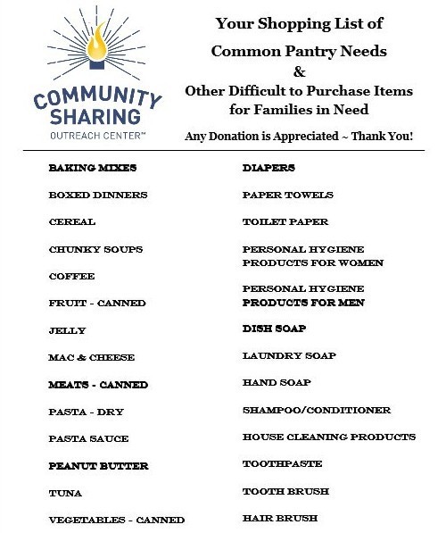Thank you to those families who have already donated to our local outreach center.