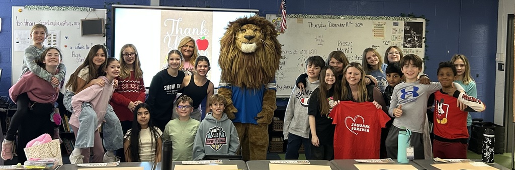 Roary with fifth grade students