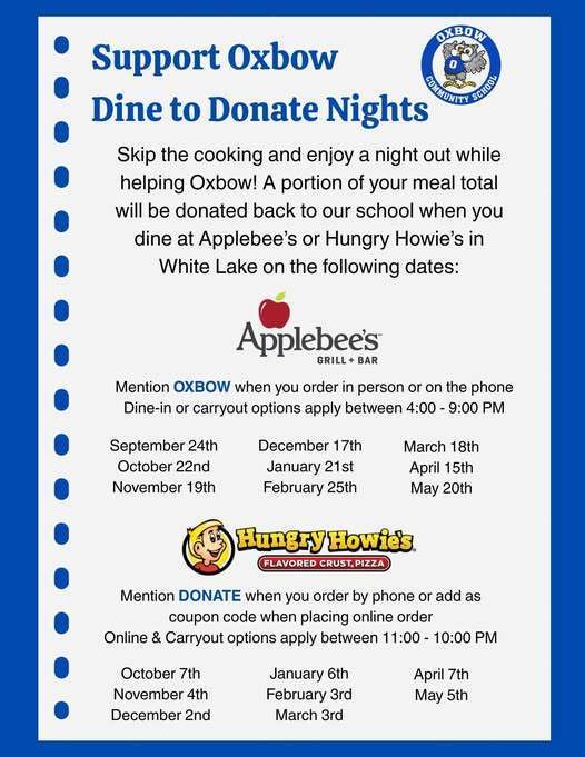 Information on Applebee nights for Oxbow