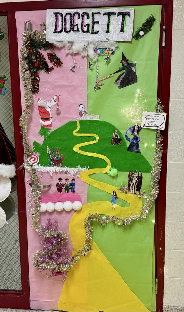 Door decorating fun at Muir! Congrats to our winning classes, Ms. Doggett, Ms. Buell and Ms. Smith. Impressive creativity and holiday spirit by all! #wearemuir