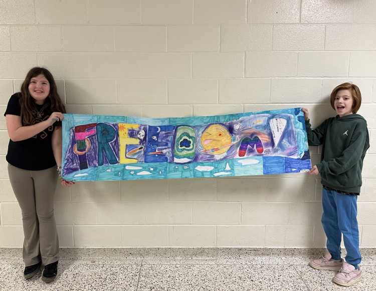 Muir students created a "Freedom" poster to be displayed downtown Milford in the Toy Shop window for the MLK parade. Great work! #wearemuir