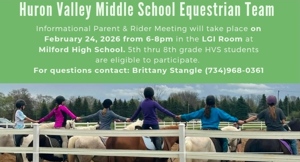 Flyer with information on the HV Middle School Equestrian Team