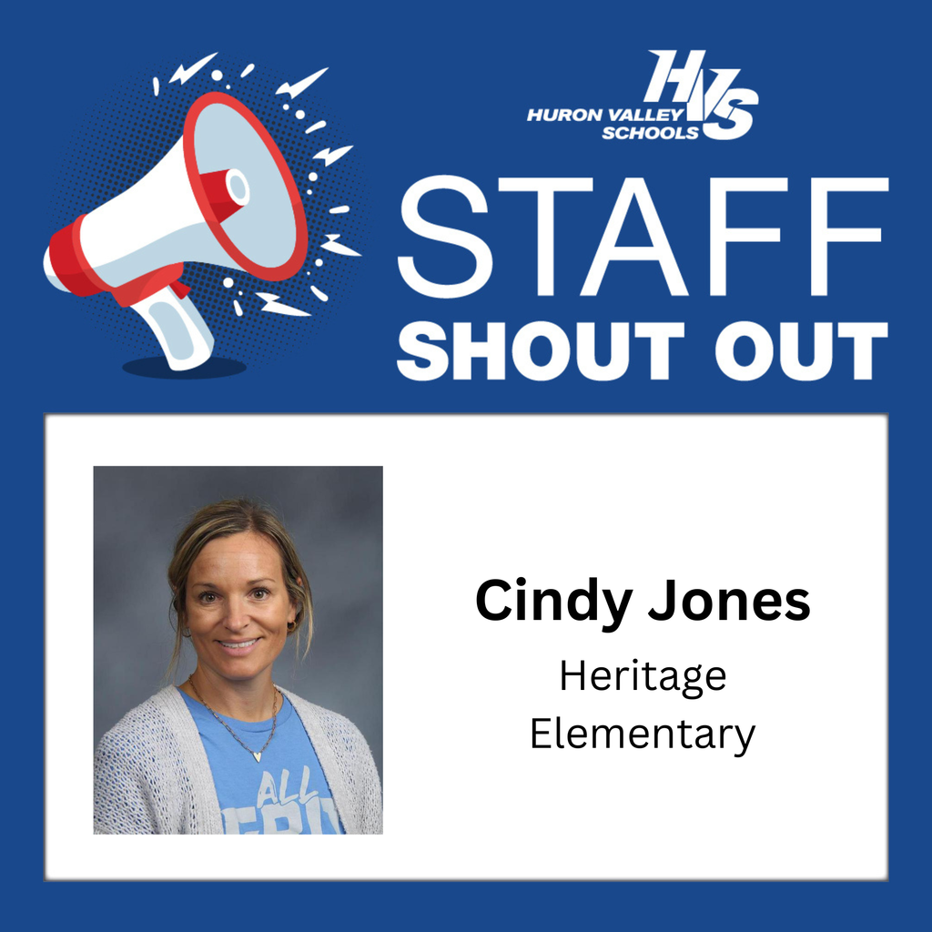Staff shout gfx with picture of Cindy Jones, Heritage Elementaryteacher