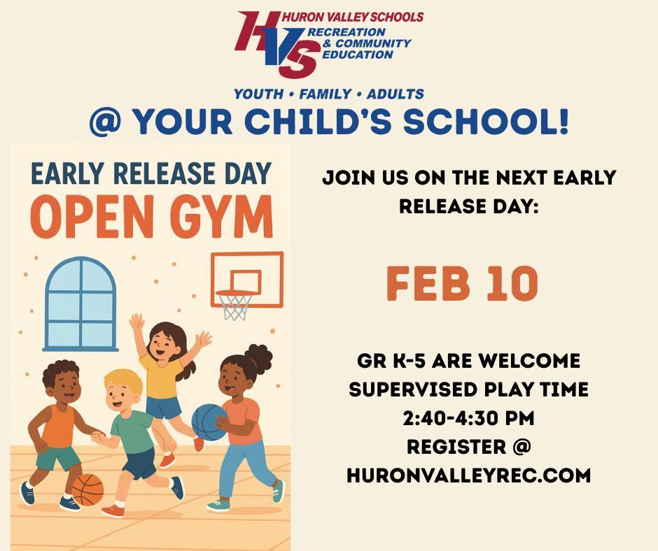 Flyer with information  on Open Gym for the Early Release day coming 