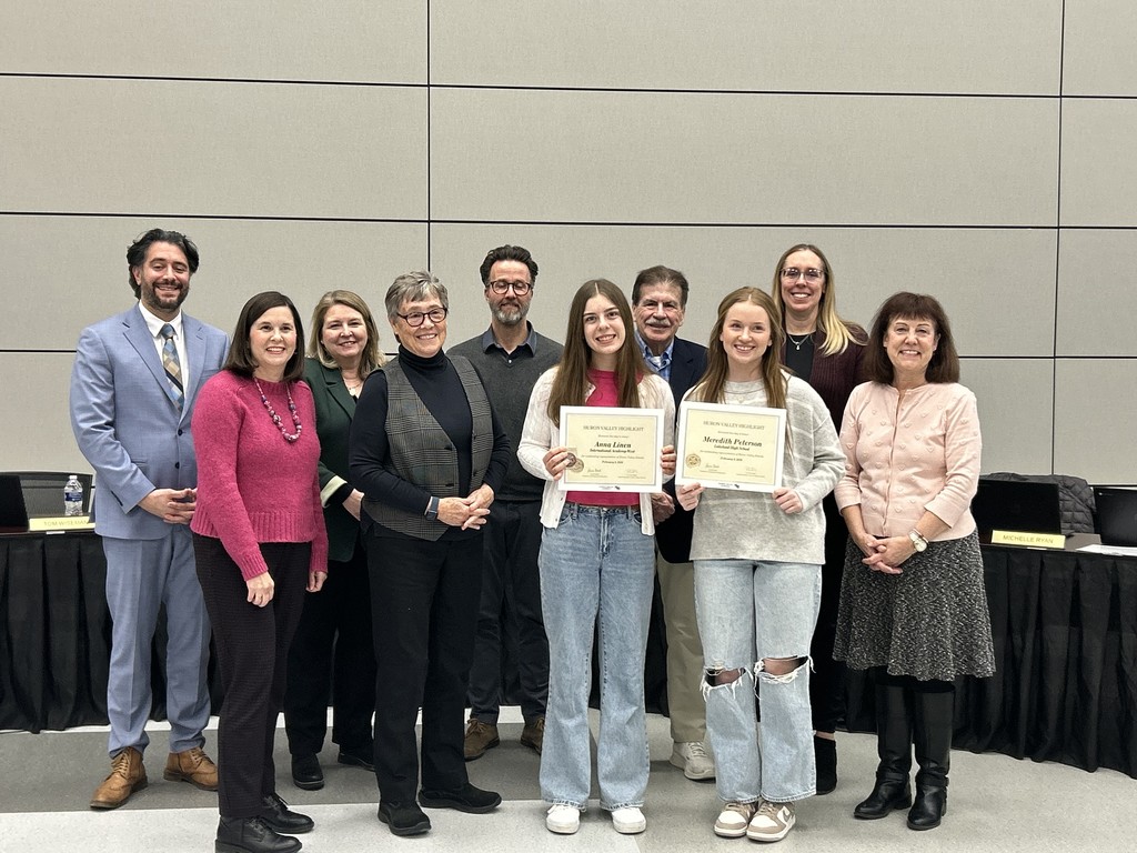 HVS School Board picture with two students 