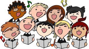 Cartoon of students singing