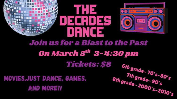 Students, join us next week as Student Council hosts the Decades Dance and Activity Night! Tickets will be on sale next week. #wearemuir