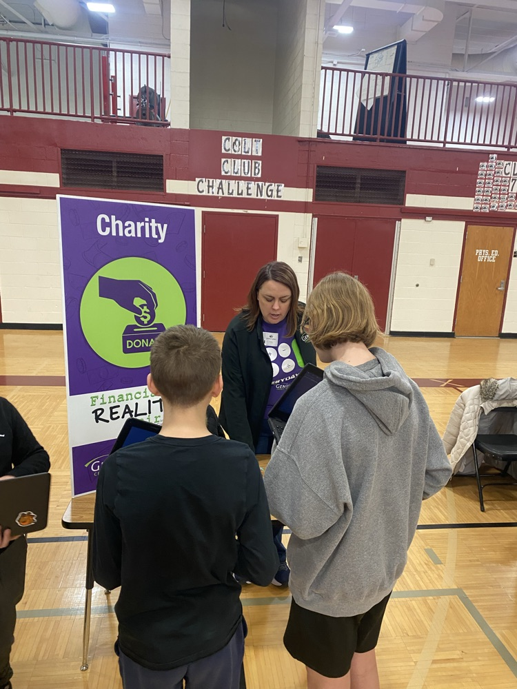 Today, all Muir 7th graders participated in our Reality Store simulation. Students chose a career, worked with a budget and experienced real world scenarios! Thank you Genisys Credit Union for spending the day working with us! #wearemuir