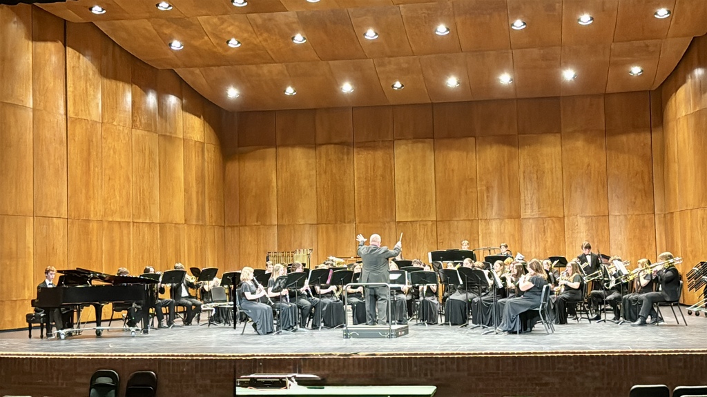 Photo of  HVS Milford Wind Ensemble performing at a festival  on stage