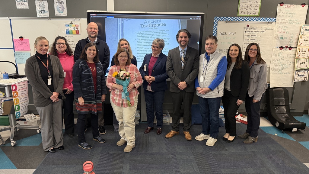 Huron Valley Schools is thrilled to announce this year's recipient for Elementary School Teacher of the Year... Michele Hojnacki from Lakewood Elementary in her classroom with administrators