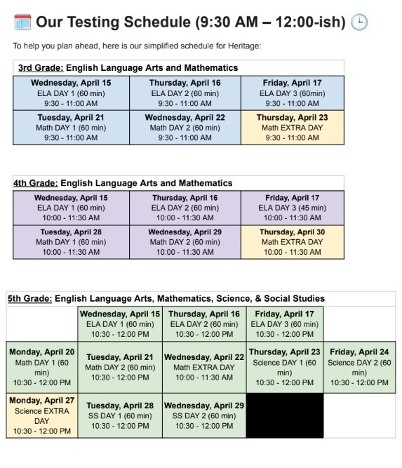 MSTEP TESTING SCHEDULE