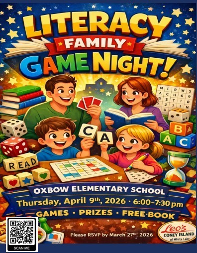 Flyer with information on Literacy Night on April 9th